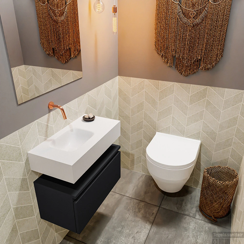 MONDIAZ ANDOR 60cm Toiletmeubel Urban. LEX 60cm Wastafel Talc Links Geen Kraangat 2 MONDIAZ ANDOR 60cm Toiletmeubel Urban. LEX 60cm Wastafel Talc Links Geen Kraangat - Afbeelding 2