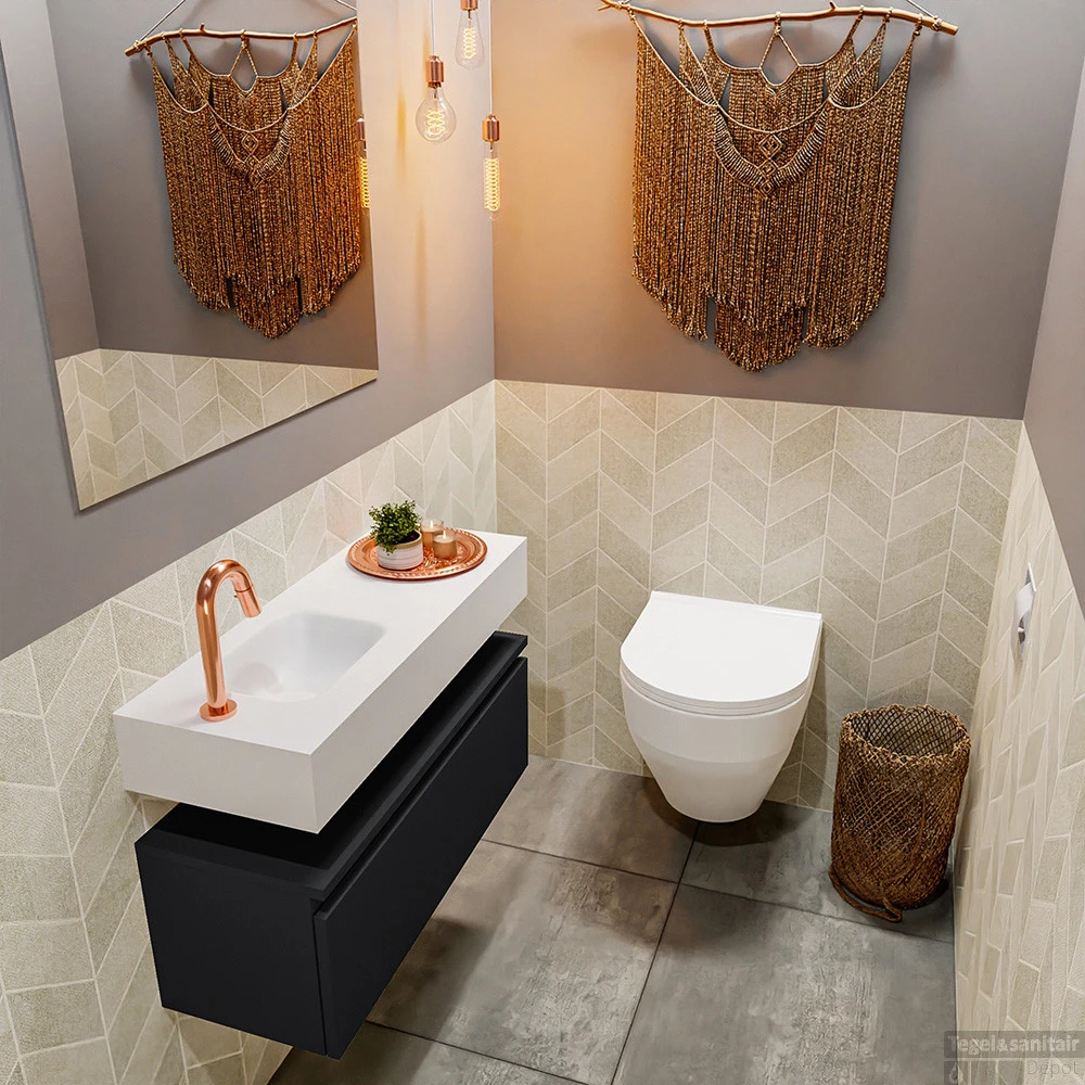 MONDIAZ ANDOR 80cm Toiletmeubel Urban. LEX 80cm Wastafel Talc Links 1 Kraangat 2 MONDIAZ ANDOR 80cm Toiletmeubel Urban. LEX 80cm Wastafel Talc Links 1 Kraangat - Afbeelding 2