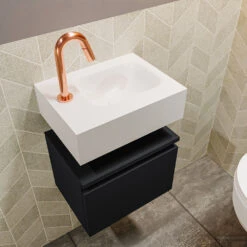 MONDIAZ ANDOR 40cm Toiletmeubel Urban. LEX 40cm Wastafel Talc Rechts 1 Kraangat -Duravit Verkoop badkamermeubel andor urban model lex vrijhangend talc sidetop 0003