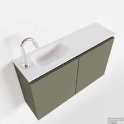 MONDIAZ TURE 80cm Toiletmeubel Army. EDEN Wastafel Talc Links 1 Kraangat