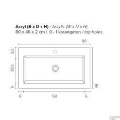 Badkamermeubel BWS Pepper Wastafel Acryl Incl Spiegelkast 2 Deurs Zonder Kraangat 80x55x46 Cm Antraciet -Duravit Verkoop badkamermeubel bws pepper wastafel acryl incl spiegelkast 2 deurs zonder kraangat 80x55x46 cm antraciet tech1