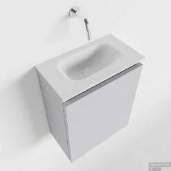 MONDIAZ TURE 40cm Toiletmeubel Cale. EDEN Wastafel Talc Midden Geen Kraangat