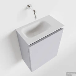 MONDIAZ TURE 40cm Toiletmeubel Cale. EDEN Wastafel Talc Links Geen Kraangat