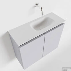 MONDIAZ TURE 60cm Toiletmeubel Cale. EDEN Wastafel Talc Rechts Geen Kraangat