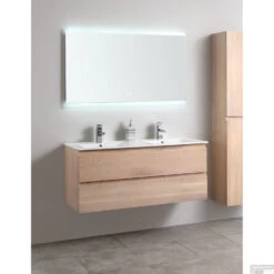 Badkamermeubel Casajoy Boston 120x46x55cm Eiken Met Keramieken Wastafel Wit