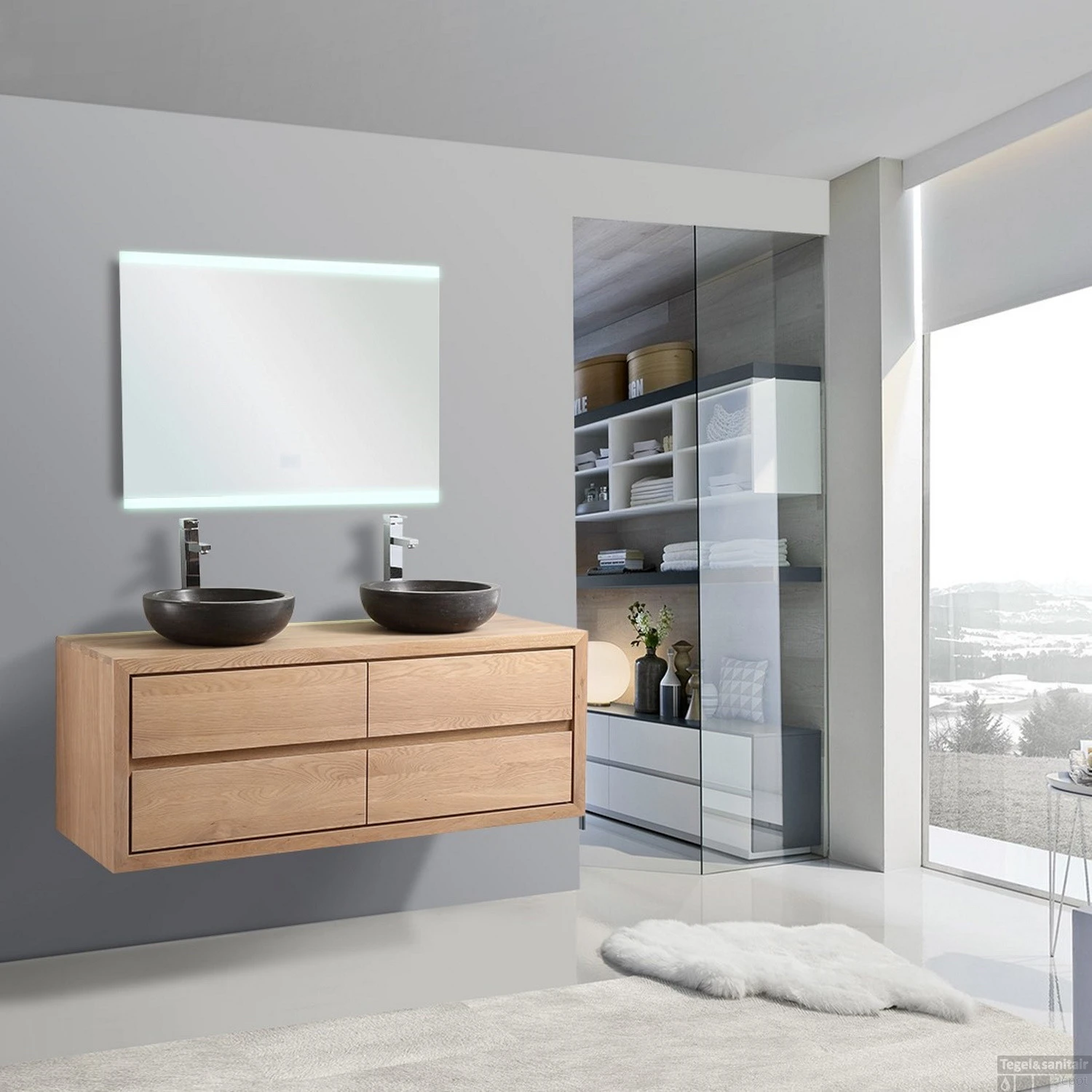 Badkamermeubel Casajoy City 140x50x53cm Licht Eiken 1 Badkamermeubel Casajoy City 140x50x53cm Licht Eiken