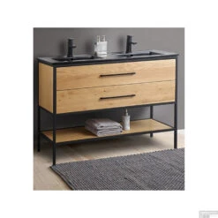 Badkamermeubel Casajoy Miami 120x46x90cm Eiken Met Keramieken Wastafel Zwart -Duravit Verkoop badkamermeubel casajoy miami 120x46x90cm eiken met keramieken wastafel zwart shop