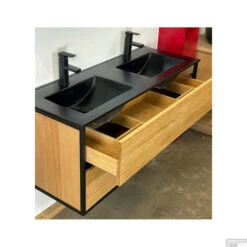 Badkamermeubel Casajoy Wood 120x46x55 Cm Eiken Met Keramieken Wastafel Zwart -Duravit Verkoop badkamermeubel casajoy wood 120x46x55 cm eiken met keramieken wastafel zwart detail2