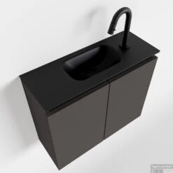 MONDIAZ TURE 60cm Toiletmeubel Dark Grey. EDEN Wastafel Urban Midden 1 Kraangat