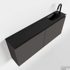 MONDIAZ TURE 120cm Toiletmeubel Dark Grey. EDEN Wastafel Urban Rechts 1 Kraangat
