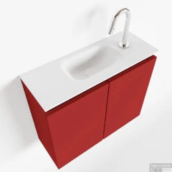 MONDIAZ TURE 60cm Toiletmeubel Fire. EDEN Wastafel Talc Midden 1 Kraangat