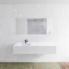 Badkamermeubelset Mondiaz LAGOM 160 Cm Linkse Waskom Solid Surface Met 1 Kraangat Mat Wit (2 Laden)
