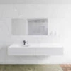 Badkamermeubelset Mondiaz LAGOM 200 Cm Linkse Waskom Solid Surface Met 1 Kraangat Mat Wit (2 Laden)