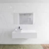 Badkamermeubelset Mondiaz LAGOM 130 Cm Met Topblad Linkse Wastafel Solid Surface Opzetkom Binx Met 1 Kraangat Mat Wit (1 Lade)