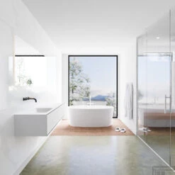 Badkamermeubelset Mondiaz LAGOM 150 Cm Linkse Wastafel Solid Surface Zonder Kraangaten Mat Zwart (2 Laden) 6 Badkamermeubelset Mondiaz LAGOM 150 Cm Linkse Wastafel Solid Surface Zonder Kraangaten Mat Zwart (2 Laden) -Duravit Verkoop badkamermeubel met solid surface wastafel model lagom side 00085