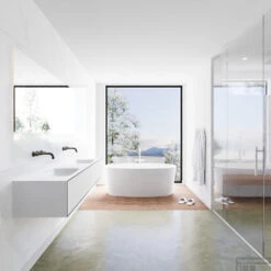 Badkamermeubelset Mondiaz LAGOM 180 Cm Dubbele Wastafel Solid Surface Zonder Kraangat Mat Zwart (2 Laden) 6 Badkamermeubelset Mondiaz LAGOM 180 Cm Dubbele Wastafel Solid Surface Zonder Kraangat Mat Zwart (2 Laden) -Duravit Verkoop badkamermeubel met solid surface wastafel model lagom side 00105