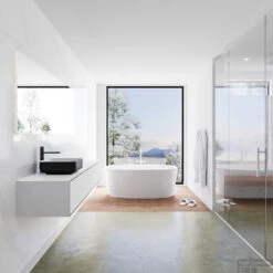 Badkamermeubelset Mondiaz LAGOM 170 Cm Topblad Met Linkse Wastafel Solid Surface Opzetkom Binx Met 1 Kraangaten Mat Zwart (2 Laden) 7 Badkamermeubelset Mondiaz LAGOM 170 Cm Topblad Met Linkse Wastafel Solid Surface Opzetkom Binx Met 1 Kraangaten Mat Zwart (2 Laden) -Duravit Verkoop badkamermeubel met solid surface wastafel model lagom side 00200