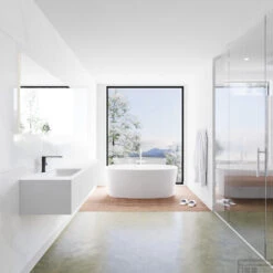 Badkamermeubelset Mondiaz LAGOM 160 Cm Linkse Waskom Solid Surface Met 1 Kraangat Mat Wit (2 Laden) -Duravit Verkoop badkamermeubel met solid surface wastafel model lagom side white 00088