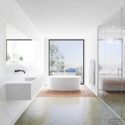 Badkamermeubelset Mondiaz LAGOM 180 Cm Linkse Waskom Solid Surface Zonder Kraangaten Mat Wit (2 Laden) -Duravit Verkoop badkamermeubel met solid surface wastafel model lagom side white 00103