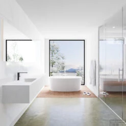 Badkamermeubelset Mondiaz LAGOM 200 Cm Linkse Waskom Solid Surface Met 1 Kraangat Mat Wit (2 Laden) -Duravit Verkoop badkamermeubel met solid surface wastafel model lagom side white 00112