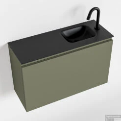 MONDIAZ OLAN 80cm Toiletmeubel Army. LEX Wastafel Urban Rechts 1 Kraangat