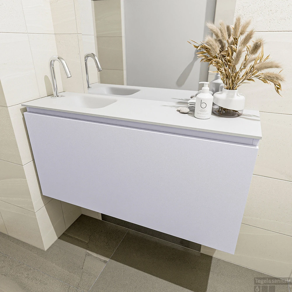 MONDIAZ OLAN 100cm Toiletmeubel Cale. LEX Wastafel Talc Links 1 Kraangat 4 MONDIAZ OLAN 100cm Toiletmeubel Cale. LEX Wastafel Talc Links 1 Kraangat - Afbeelding 4