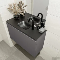 MONDIAZ OLAN 80cm Toiletmeubel Dark Grey. LEX Wastafel Urban Midden 1 Kraangat -Duravit Verkoop badkamermeubel olan dark grey model lex urban right 0013