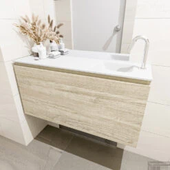 MONDIAZ OLAN 100cm Toiletmeubel Light Brown Grey. LEX Wastafel Talc Rechts 1 Kraangat 8 MONDIAZ OLAN 100cm Toiletmeubel Light Brown Grey. LEX Wastafel Talc Rechts 1 Kraangat -Duravit Verkoop badkamermeubel olan light brown grey model lex talc mid 00023