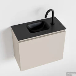 MONDIAZ OLAN 60cm Toiletmeubel Linen. LEX Wastafel Urban Midden 1 Kraangat