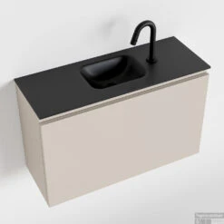 MONDIAZ OLAN 80cm Toiletmeubel Linen. LEX Wastafel Urban Midden 1 Kraangat