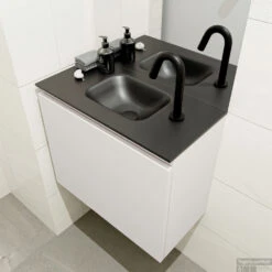 MONDIAZ OLAN 60cm Toiletmeubel Linen. LEX Wastafel Urban Midden 1 Kraangat -Duravit Verkoop badkamermeubel olan linen model lex urban right 0007