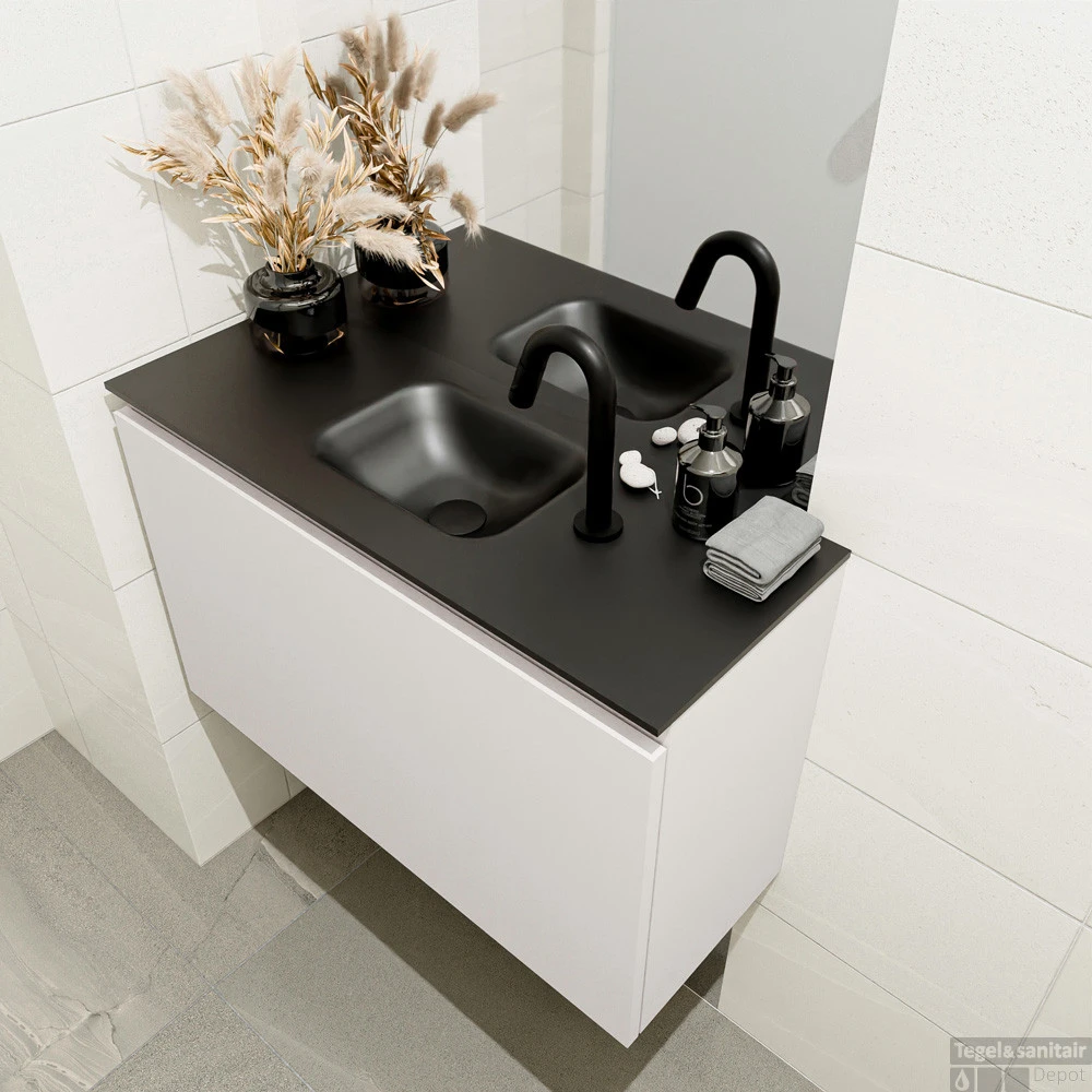 MONDIAZ OLAN 80cm Toiletmeubel Linen. LEX Wastafel Urban Midden 1 Kraangat 3 MONDIAZ OLAN 80cm Toiletmeubel Linen. LEX Wastafel Urban Midden 1 Kraangat - Afbeelding 3