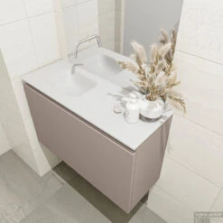 MONDIAZ OLAN 80cm Toiletmeubel Smoke. LEX Wastafel Talc Links Geen Kraangat -Duravit Verkoop badkamermeubel olan smoke model lex talc right 0016