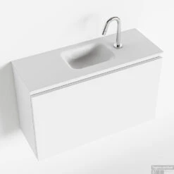 MONDIAZ OLAN 80cm Toiletmeubel Talc. LEX Wastafel Talc Midden 1 Kraangat