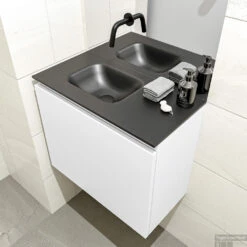 MONDIAZ OLAN 60cm Toiletmeubel Talc. LEX Wastafel Urban Links Geen Kraangat -Duravit Verkoop badkamermeubel olan talc model lex urban right 0010