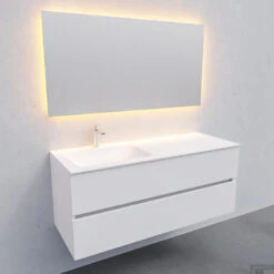 Badkamermeubel Solid Surface BWS Oslo 120x46 Cm Links Mat Wit (met 1 Kraangat) -Duravit Verkoop badkamermeubel solid surface bws oslo 120x46 cm links mat wit met 1 kraangat