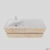 Badkamermeubel Solid Surface BWS Oslo 120x46 Cm Links Wood Washed Oak 4 Laden (met 1 Kraangat)