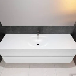 Badkamermeubel Solid Surface BWS Stockholm 150x46 Cm Midden Mat Wit (met 1 Kraangat) -Duravit Verkoop badkamermeubel solid surface bws stockholm 150x46 cm midden mat wit met 1 kraangat pc75341040 00044 3