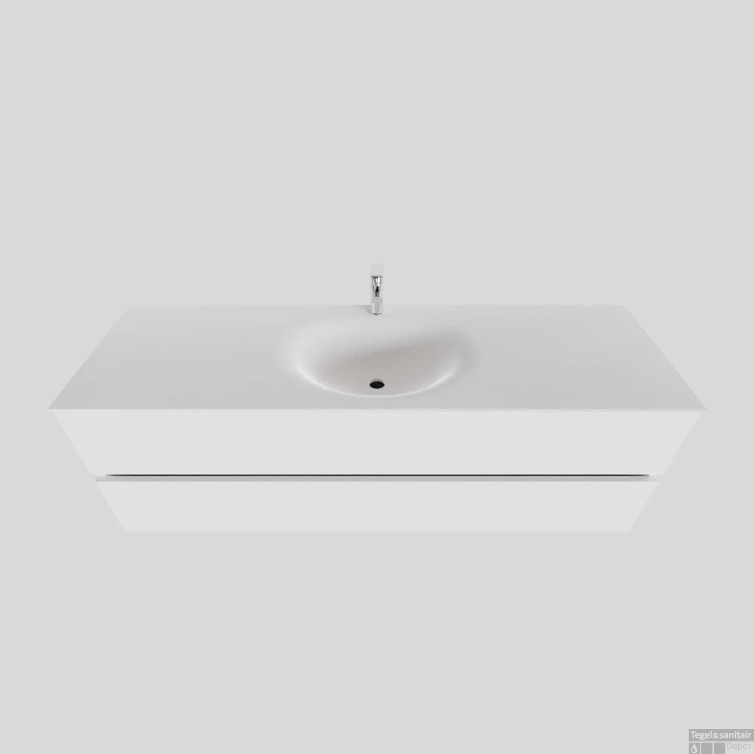 Badkamermeubel Solid Surface BWS Stockholm 150x46 Cm Midden Mat Wit (met 1 Kraangat)