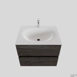 Badkamermeubel Solid Surface BWS Stockholm 60x46 Cm Wood Dark Brown (1 Kraangat)