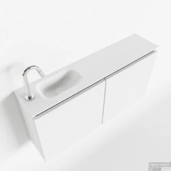 MONDIAZ TURE 100cm Toiletmeubel Talc. EDEN Wastafel Talc Links 1 Kraangat