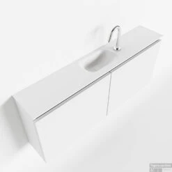 MONDIAZ TURE 120cm Toiletmeubel Talc. EDEN Wastafel Talc Midden 1 Kraangat