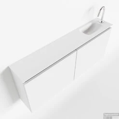 MONDIAZ TURE 120cm Toiletmeubel Talc. EDEN Wastafel Talc Rechts 1 Kraangat