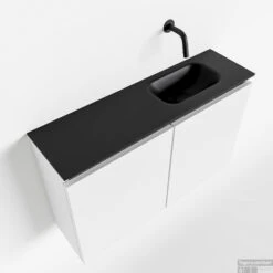 MONDIAZ TURE 80cm Toiletmeubel Talc. EDEN Wastafel Urban Rechts Geen Kraangat