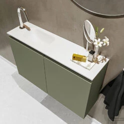 MONDIAZ TURE 80cm Toiletmeubel Army. EDEN Wastafel Talc Links 1 Kraangat -Duravit Verkoop badkamermeubel ture army model eden talc sidetop 0015