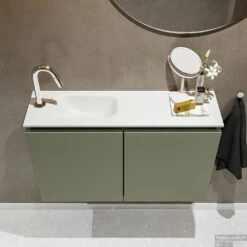 MONDIAZ TURE 80cm Toiletmeubel Army. EDEN Wastafel Talc Links 1 Kraangat -Duravit Verkoop badkamermeubel ture army model eden talc top 0015