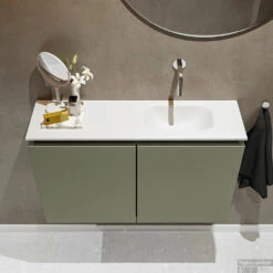 MONDIAZ TURE 80cm Toiletmeubel Army. EDEN Wastafel Talc Rechts Geen Kraangat -Duravit Verkoop badkamermeubel ture army model eden talc top 0018