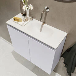 MONDIAZ TURE 60cm Toiletmeubel Cale. EDEN Wastafel Talc Rechts Geen Kraangat -Duravit Verkoop badkamermeubel ture cale model eden talc sidetop 0012