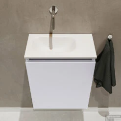 MONDIAZ TURE 40cm Toiletmeubel Cale. EDEN Wastafel Talc Links Geen Kraangat -Duravit Verkoop badkamermeubel ture cale model eden talc top 0006