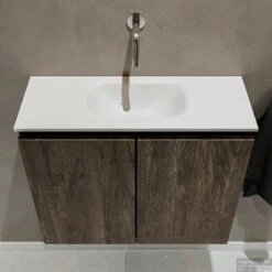 MONDIAZ TURE 60cm Toiletmeubel Dark Brown. EDEN Wastafel Talc Midden Geen Kraangat -Duravit Verkoop badkamermeubel ture dark brown model eden talc top 00008